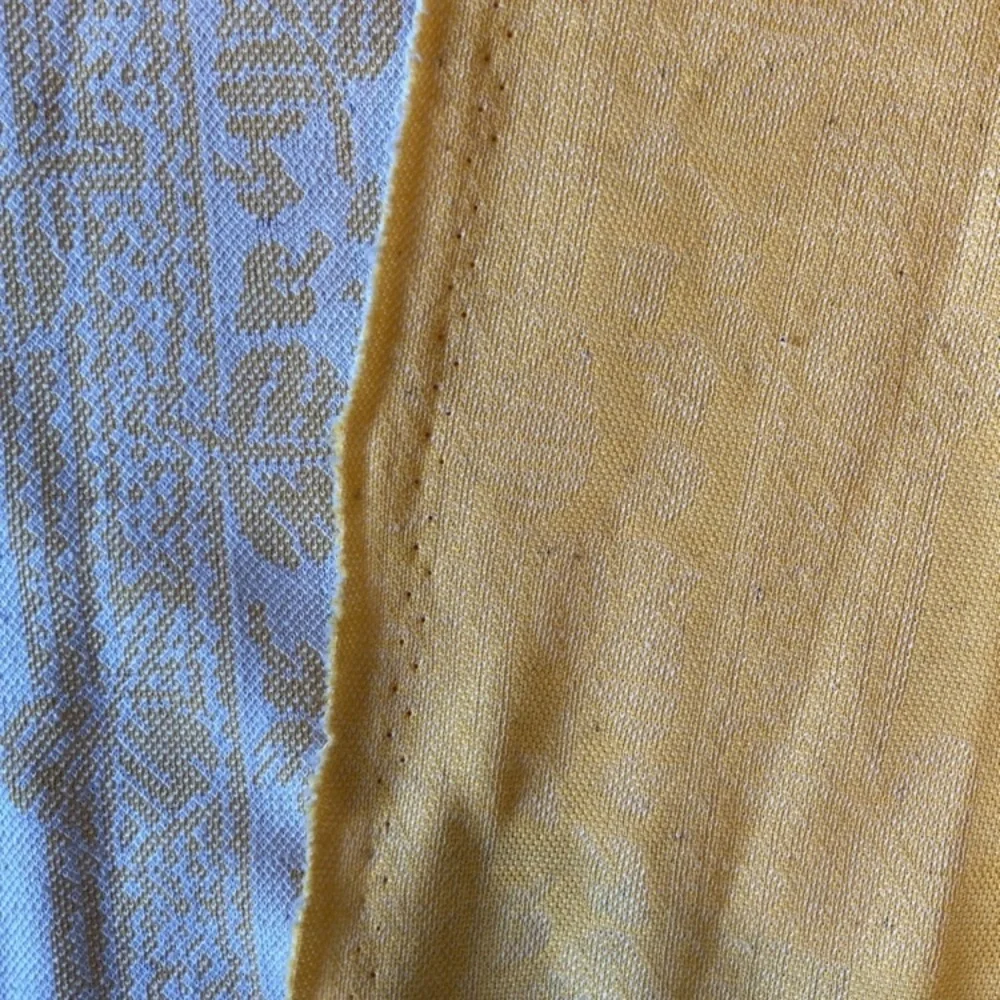 70s polyester knit fabric remnant, yellow, double knit